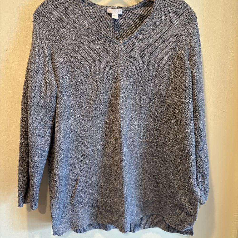 Gray V-Neck Women's Sweater